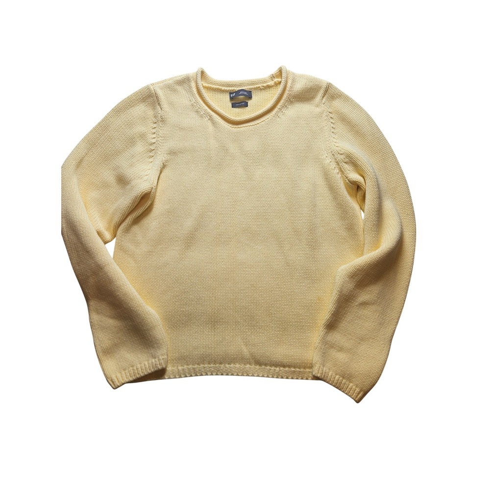 Gap Womens Medium Butter Yellow 100% Cotton Long Sleeve Crew Neck Knit Sweater
